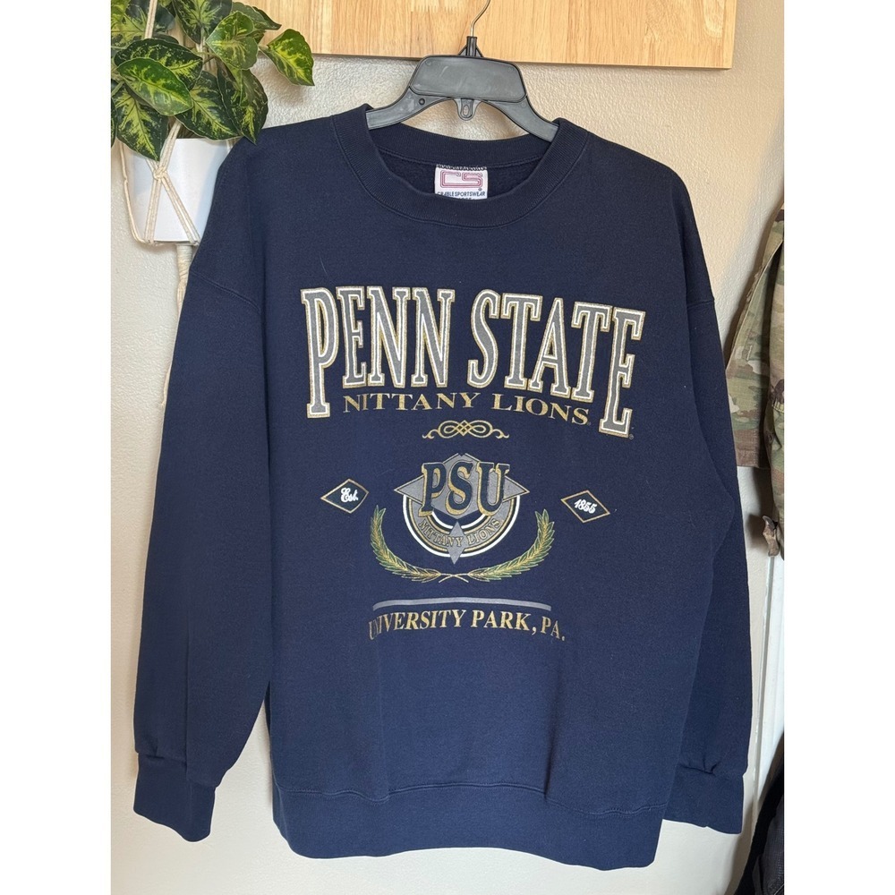 Vintage Penn‎ State Nittany Lions Crable Sportswear Sweatshirt Navy Blue XL USA